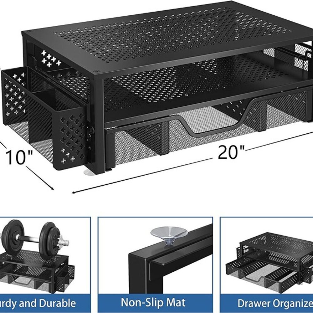 NEW  2 Tier Metal Monitor Stand Monitor riser and Computer Desk Organizer - Picture 6 of 9
